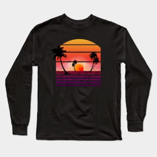 Aesthetic Sunset With Palm Trees Long Sleeve T-Shirt